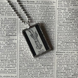 1 Squid, vintage 1940s dictionary illustration, up-cycled to hand soldered glass pendant