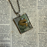 Frog and Toad, vintage children's book illustrations, up-cycled to soldered glass pendant