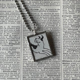 Dog, puppy, vintage children's book illustrations up-cycled to soldered glass pendant