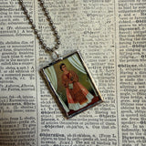 Frida Khalo, self-portraits, upcycled to hand soldered glass pendant
