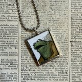 Frog and Toad, vintage children's book illustrations, up-cycled to soldered glass pendant
