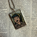 Veronica & Betty, Archie comics, original vintage 1970s comic book illustrations, upcycled to soldered glass pendant