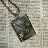 Frog and Toad, vintage children's book illustrations, up-cycled to soldered glass pendant