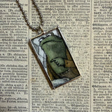 Frog and Toad, vintage children's book illustrations, up-cycled to soldered glass pendant