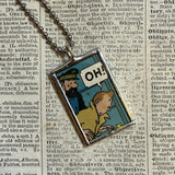 Tintin and Captain Haddock, original vintage 1960s book illustrations, upcycled to soldered glass pendant