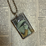 Frog and Toad, vintage children's book illustrations, up-cycled to soldered glass pendant