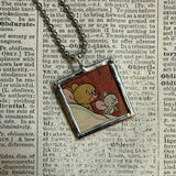 Tom & Jerry, original vintage 1970s comic book illustrations, upcycled to soldered glass pendant