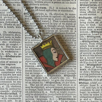 Snow White, Evil Queen, vintage illustrations, up-cycled to soldered glass pendant