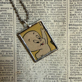 Casper, Wendy, vintage 1970s comic illustration, upcycled to soldered hand-soldered glass pendant (Copy) (Copy)