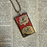 Speech bubbles, vintage 1970s comic illustration, upcycled to soldered hand-soldered glass pendant