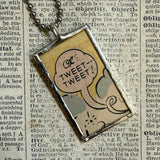Speech bubbles, vintage 1970s comic illustration, upcycled to soldered hand-soldered glass pendant