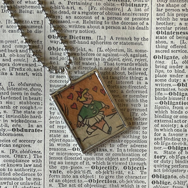 Little Dot and Little Lotta comics, original vintage 1970s comic book illustrations, upcycled to soldered glass pendant