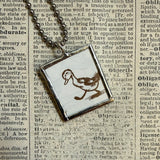 Make Way for Ducklings, vintage children's book illustrations, up-cycled to soldered glass pendant