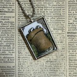 Frog and Toad, vintage children's book illustrations, up-cycled to soldered glass pendant