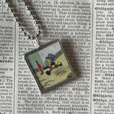 Pinocchio, vintage illustrations, up-cycled to soldered glass pendant