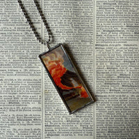Vintage Hawaii postcards - Duke Kahanamoku, Volcano, hand-soldered glass pendant