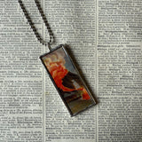 Vintage Hawaii postcards - Duke Kahanamoku, Volcano, hand-soldered glass pendant