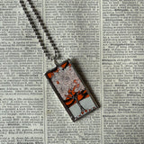 Flowering trees, vintage children's book illustrations, upcycled to soldered glass pendant