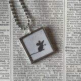 1 Bird,  mouse, vintage children's book illustrations, up-cycled to soldered glass pendant