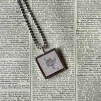 Fairies, vintage children's book illustration up-cycled to soldered glass pendant