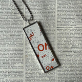 Oh! Oh! Oh! vintage children's book illustration upcycled to hand-soldered glass pendant