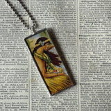 Vintage Hawaii postcards - Hula girl, Volcano, hand-soldered glass pendant