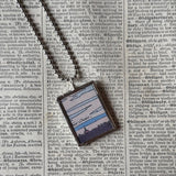 Paris France, Eiffel Tower, hand-soldered glass pendant, vintage illustrations,  upcycled to soldered glass pendant