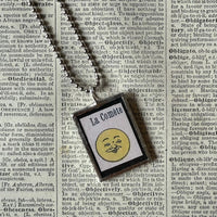 Moon and Astronomer, vintage 1930s children's book illustrations up-cycled to soldered glass pendant