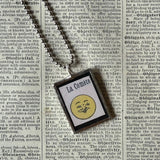Moon and Astronomer, vintage 1930s children's book illustrations up-cycled to soldered glass pendant