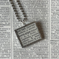 1 Hornet, vintage dictionary illustration, up-cycled to soldered glass pendant
