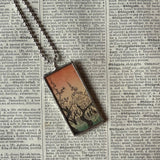 Plum / Cherry Blossom Trees, Japanese woodblock prints, up-cycled to hand-soldered glass pendant