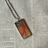 Plum / Cherry Blossom Trees, Japanese woodblock prints, up-cycled to hand-soldered glass pendant