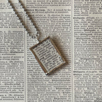 1 Pug dog, vintage 1930s dictionary illustration, up-cycled to hand-soldered glass pendant