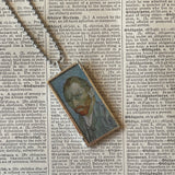 1 Vincent Van Gogh self portrait, post-Impressionism, upcycled to hand soldered glass pendant