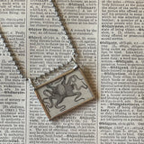 1 Octopus, vintage 1930s dictionary illustration, upcycled to hand soldered glass pendant