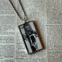 Vintage Hawaii postcards - Duke Kahanamoku, Volcano, hand-soldered glass pendant