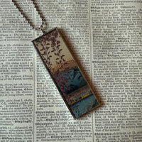 Japanese woodblock prints, Bridge, wisteria, up-cycled to soldered glass pendant