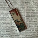 Japanese woodblock prints, Bridge, wisteria, up-cycled to soldered glass pendant