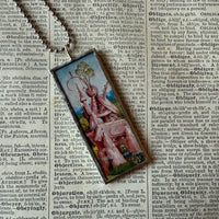 The Garden of Earthly Delights, Hieronymus Bosch, upcycled to hand soldered glass pendant