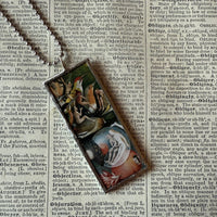The Garden of Earthly Delights, Hieronymus Bosch, upcycled to hand soldered glass pendant