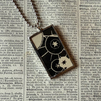 Moon and Stars, vintage book illustrations, hand-soldered glass pendant