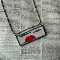 Sunset, vintage children's book illustration, upcycled to soldered glass pendant