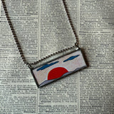 Sunset, vintage children's book illustration, upcycled to soldered glass pendant
