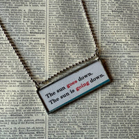 Sunset, vintage children's book illustration, upcycled to soldered glass pendant
