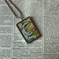 Spy vs Spy MAD Magazine illustration, upcycled to soldered hand-soldered glass pendant