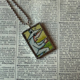 Spy vs Spy MAD Magazine illustration, upcycled to soldered hand-soldered glass pendant