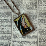 Spy vs Spy MAD Magazine illustration, upcycled to soldered hand-soldered glass pendant