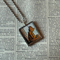 Winnie the Pooh childrens' book illustrations up-cycled to hand-soldered glass pendant