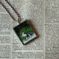Winnie the Pooh childrens' book illustrations up-cycled to hand-soldered glass pendant