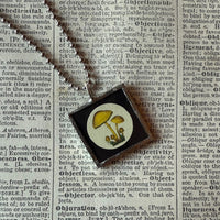 Mushroom and fungus, vintage natural history illustrations up-cycled to soldered glass pendant
